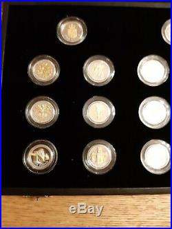 2008 Gold Silhouette Royal Mint 25th Anniversarry £1 Silver Proof 14 Coin Set