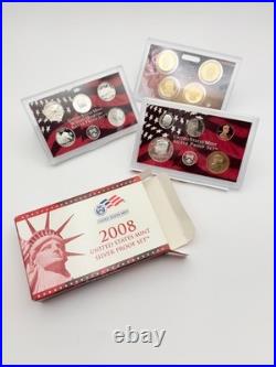 2008 S SILVER US Mint 14-Coin Proof Set Original Box & COA 90% SILVER