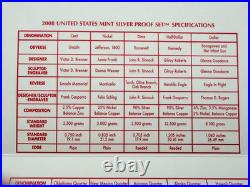 2008 S SILVER US Mint 14-Coin Proof Set Original Box & COA 90% SILVER