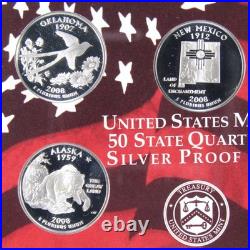2008 US State Quarters Silver Proof Set OGP Complete