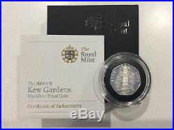 2009 Kew Gardens 50p Silver Proof Coin Boxed & Certificate Of Authenticity