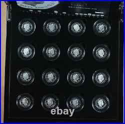 2009 Royal Mint 16 Coin Silver Proof Fifty Pence Piece 50p Set Inc Kew Gardens