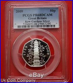 2009 Royal Mint Kew Gardens Silver 50p Proof Coin Graded Certified Pcgs Pr68