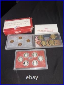 2009 S US Mint Silver Proof Set 15 Coins COA Box 90% Silver