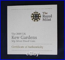 2009 Silver Proof 50p coin Kew Gardens in Case with COA (J10/33)