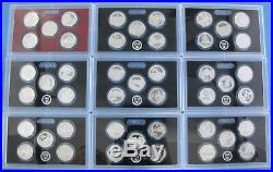 2010 thru 2016 2017 and 2018 Silver Proof America the Beautiful 45 coin Box Set