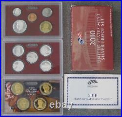 2010 thru 2019 Run of 10 Government Issued Silver Proof Sets with ATB Quarters