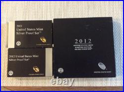 2011 & 2012 S Silver Proof Set & COA & 2012 US Mint Limited Edition Silver Proof