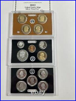 2011-2015 United States Mint Silver Proof Sets. All COAs And Boxes