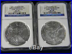 2011 25th Anniversary Silver Eagle Set NGC 69 / 70 Early Releases