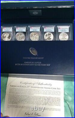 2011 American Eagle 25th Anniversary Silver Coin Set PCGS First Strike OGP COA