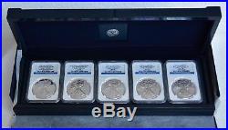 2011 American Silver Eagles 25th Anniversary 5 Coin Set, NGC-69 (Early Releases)