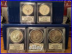 2011 MERCANTI FLAG Silver Eagle 5-COIN 25th Anniversary Set ALL 70's ALL FS