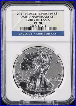 2011 P Silver Eagle Reverse Proof 25th Anniversary Set NGC PF 70 Early Releases