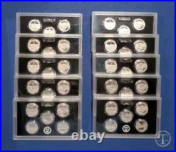 2011 S Silver Quarter Proof Sets TEN SET LOT- 50 COINS- 90% Silver-NO Box/COA