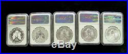2011 Silver American Eagle Set Of 5 Coins All Ngc Pf70 Or Ms70 Reverse Cameo's