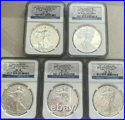 2011 Silver Eagle 25th Anniversary 5 coin Set NGC PF70 MS70 Early Release