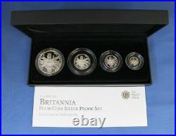 2011 Silver Proof Britannia 4 coin set in Case with COA