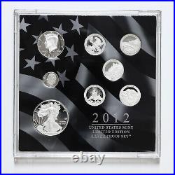 2012 Limited Edition Silver Proof Set Black Box & COA 7 Coins and Silver Eagle