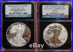 2012-S San Francisco Silver Eagle 2-coin Set NGC PF70