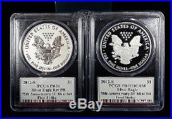 2012 S Silver Eagle Proof 75th Anniversary 2 Coin Set PCGS PR 70 Mercanti