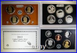 2012-S Silver Proof Set! With Original Box and Coa! OGP