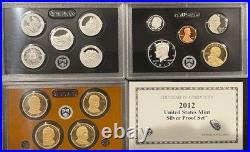 2012-S US Mint Silver Proof Set with COA & Box 14 Coins 90% United States