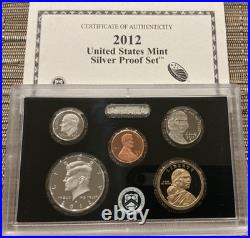 2012 S United States Mint 14-Coin 90% Silver Proof Set + Mint Proof Set COA/OGP
