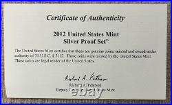2012 S United States Mint Silver Proof Set 14 Coins With OGP & COA