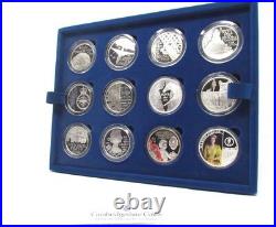 2012 Silver Proof £5 $5 The Queen's Diamond Jubilee 24 Coin Collection Coa CC