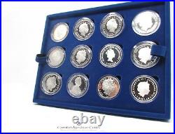 2012 Silver Proof £5 $5 The Queen's Diamond Jubilee 24 Coin Collection Coa CC
