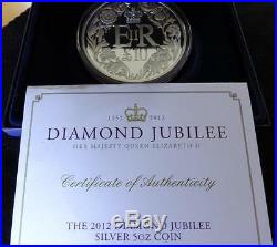 2012 Silver Proof 5oz Guernsey £10 Coin Box + Coa Queen Diamond Jubilee 1/450