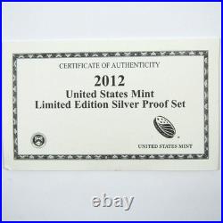 2012 U. S Mint Limited Edition Silver Proof Set OGP COA SKUCPC8068 2012 U. S Mint Limited Edition Silver Proof Set OGP COA SKUCPC8068