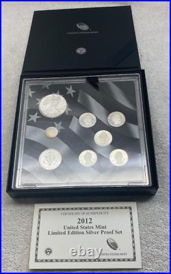 2012 United States Mint Limited Edition Silver Proof Set Coa