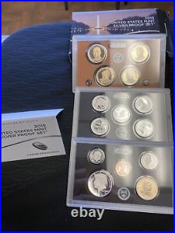 2013, 14, 15 US Mint SILVER Proof Sets Run with COA's SILVER SETS 3 In A Row