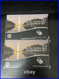 2013 & 2014 Silver Proof Set U. S. Mint Original Government Packaging OGP COA 2013 & 2014 Silver Proof Set U. S. Mint Original Government Packaging OGP COA