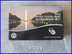 2013 Silver Proof Set Us Mint S & Coa + Original Outer Box