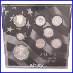 2013 U. S Mint Limited Edition Silver Proof 8 Piece Set Collectible OGP COA