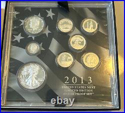 2013 U. S. Mint Limited Edition Silver Proof Set 8 Coins With Box & COA