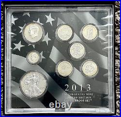 2013 US Mint Limited Edition Silver Proof Set 8 Coins with Box COA and Sleeve