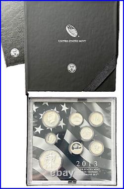 2013 US Mint Limited Edition Silver Proof Set 8 Coins with Box COA and Sleeve