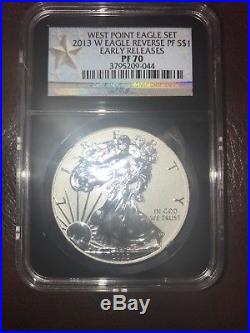 2013-W $1 Reverse Proof American Silver Eagle Coin NGC PF70 West Point Set