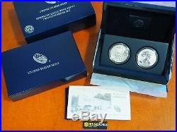 2013 W Reverse Proof & Enhanced Silver Eagle 2 Coin West Point Set With Box/coa