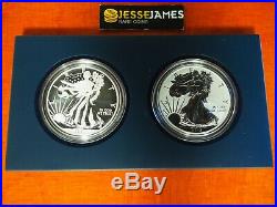 2013 W Reverse Proof & Enhanced Silver Eagle 2 Coin West Point Set With Box/coa