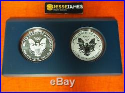 2013 W Reverse Proof & Enhanced Silver Eagle 2 Coin West Point Set With Box/coa