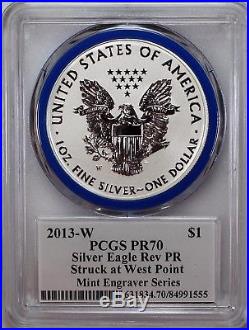 2013 W Silver Eagle West Point Set PCGS PR70/SP70 Mercanti Mint Engraver Series