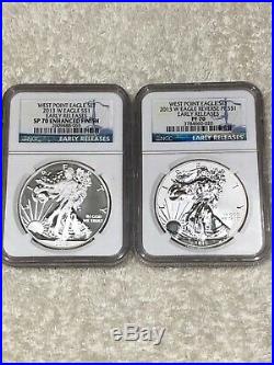 2013-w American Silver Eagle West Point 2 Pc Set Ngc Rev Pf70/sp70 First Release