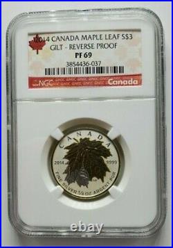 2014 Canada Silver Maple Leaf Gilt Reverse Proof Set NGC Set of 5 Coins