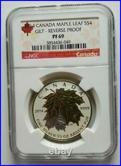 2014 Canada Silver Maple Leaf Gilt Reverse Proof Set NGC Set of 5 Coins