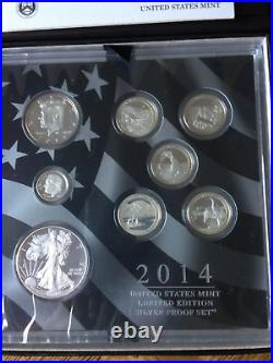 2014 Limited Edition SILVER US Mint PROOF SET with OGP (box, case & COA)